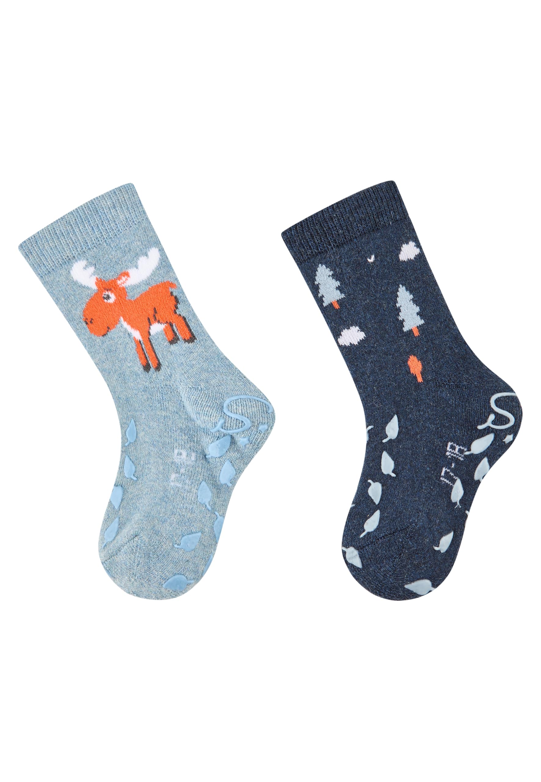 Sterntaler Blue Abs Crawling Socks Double Pack Elk, 17-18