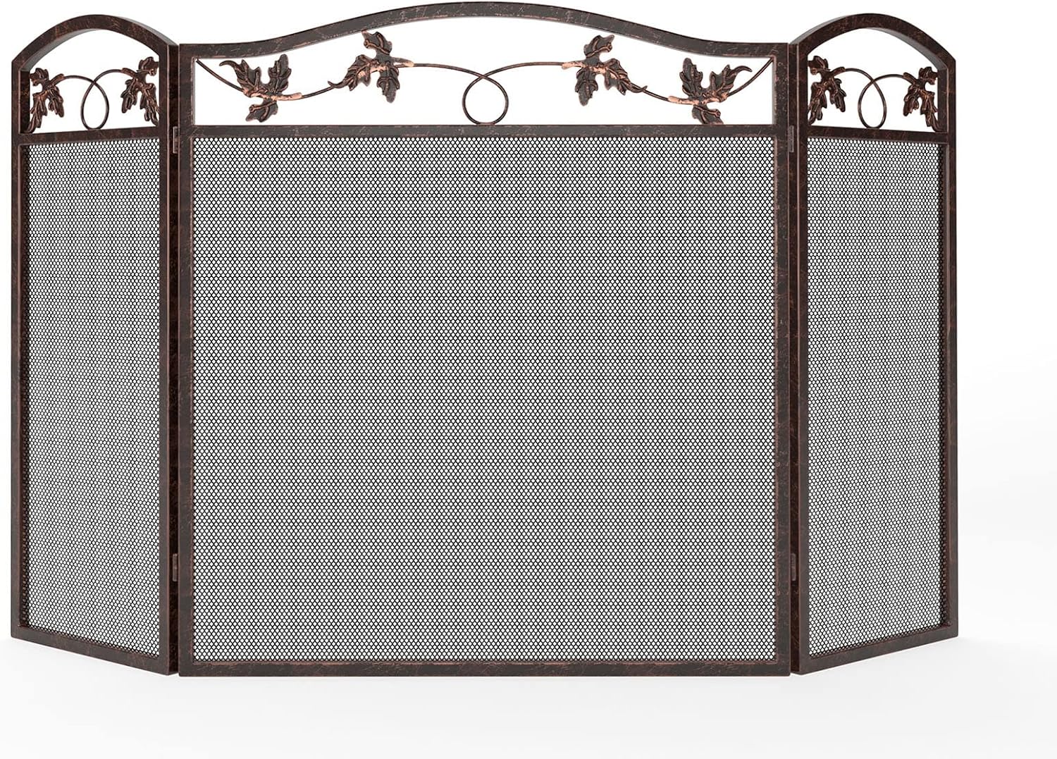 Calidola 3 Panel Foldable Fireplace Screen Spark Guard,Leaf