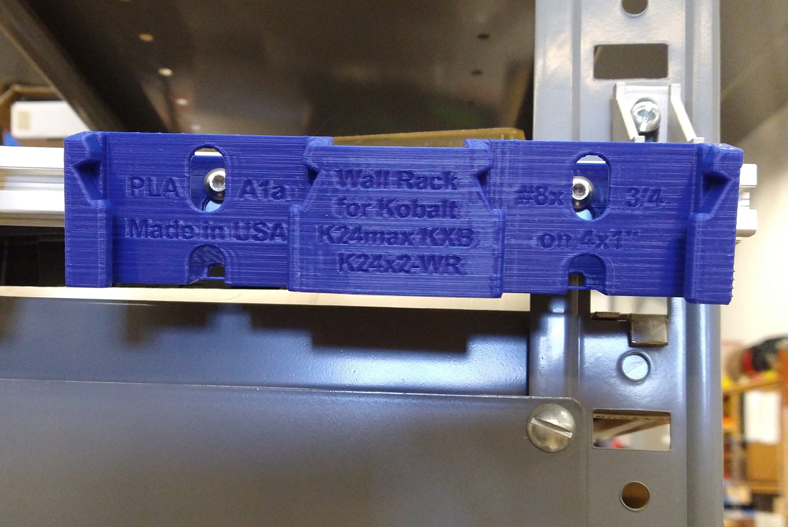 K24 2 slot Battery Rack for Kobalt Wall Mount Holder Latching Storage Rack 24VMax and KXB/ XTR Ultimate Output packs KXB-424-03, KXB-824-03. KB-124-03, KB-324-03, KB424-03, KB-624-03. USA PN K24x2-WR