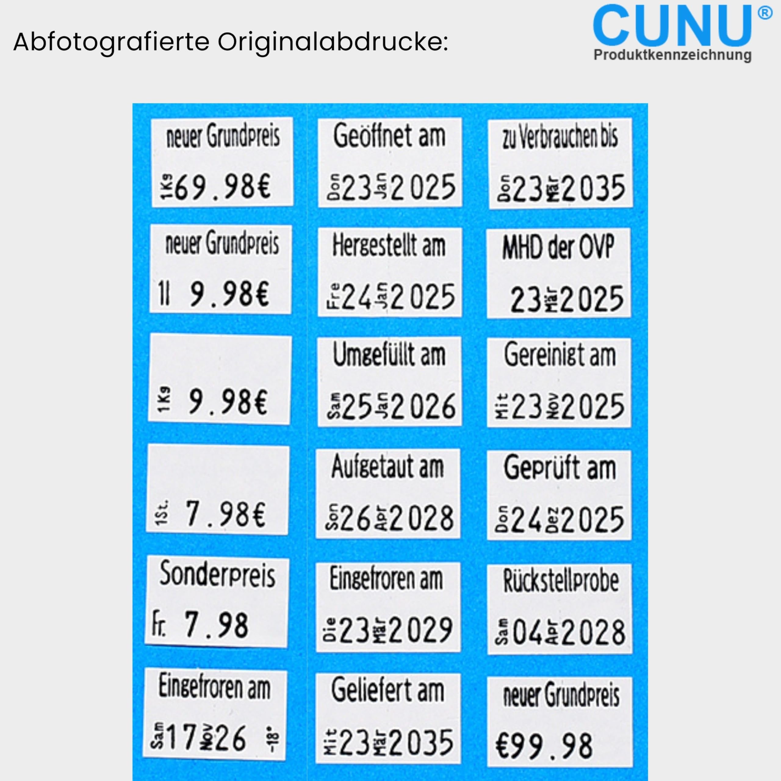 HACCP Gastro Preisauszeichner 2-zeilig mit Worten, Texten, Preis und Datum - Auszeichner für Lebensmittelsicherheit zweizeilig mit 26x16mm Etiketten für Gastronomie, Küche, Catering, Kantinen