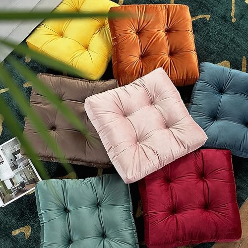 Miniatura 7 de Cojín de asiento cuadrado, cojín grueso copetudo para suelo, cojín de meditación suave de comando, cojín sólido para silla de futón para yoga, sala