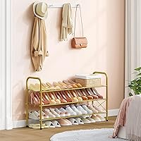 Vista 5 de Hoctieon 3 Tier Mesh Style Shoe Rack, Entryway Shoe Shelf, Shoe Storage Organizer, Shoe Rack for Closet, Space Save for Bathroom, Garage, Hallway