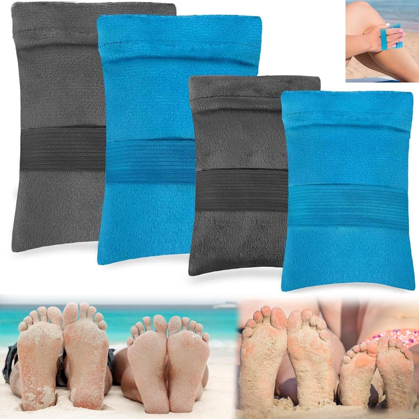 MUUPEG4PCS Sand Wipe Off Mitts, Sand Remover for Beach, Sandscreen Sand Remover, Sand Removal Bag Sand Off Beach Mitt Vacation Camping Essentials