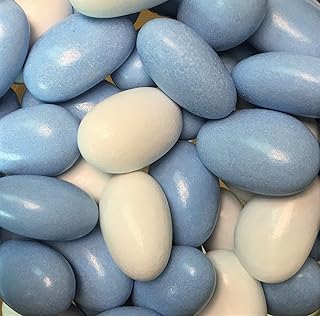 Blue & White Jordan Almonds by Its Delish, 3 LBS Bulk | Sugared Almond Nut with Sweet Hard Candy Coating - Bulk Wedding Favors, Bridal and Baby Showers, Party Buffets - USA Made, Vegan & Kosher