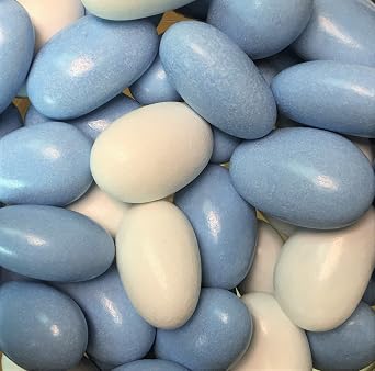 Blue & White Jordan Almonds by Its Delish, 1 LBS Bulk | Sugared Almond Nut with Sweet Hard Candy Coating - Bulk Wedding Favors, Bridal and Baby Showers, Party Buffets - USA Made, Vegan & Kosher