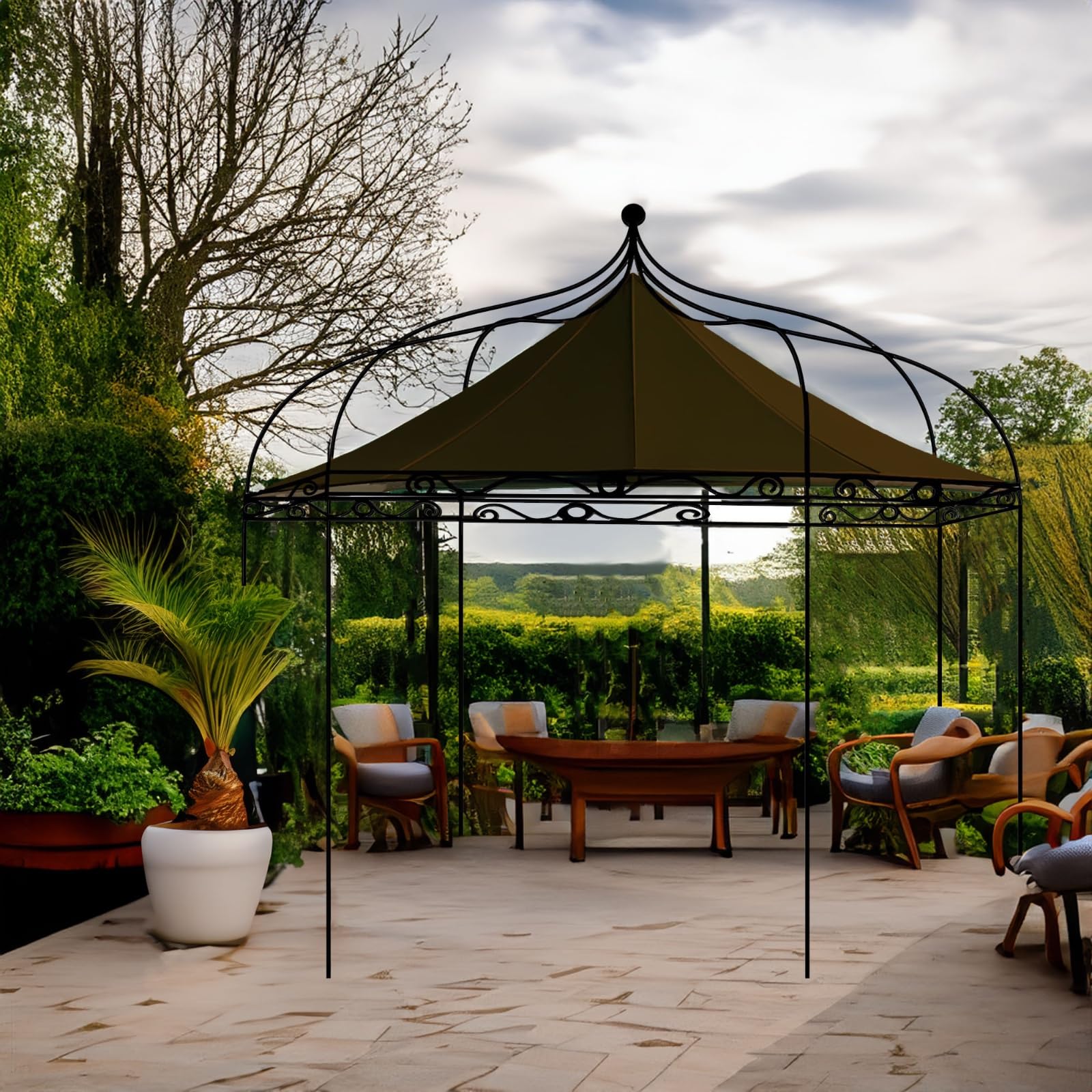 Toit de rechange pour pavillon Modena, à 6 angles, 320 cm, étanche, matériau : panama en PVC, souple, 370 g/m², ultra résistant, modèle 8