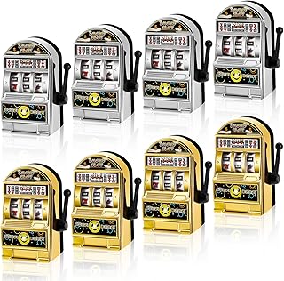 Deekin 12 Pcs Slot Machine Bank Mini Slot Machine Toy with Spin Reels Golden Silver Lucky Bank
