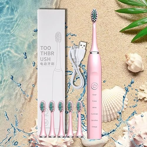 Miniatura 2 de Cepillo de dientes eléctrico con 6 cabezales de cepillo, múltiples modos de limpieza, Ipx7, temporizador inteligente de 20 velocidades, adecuado
