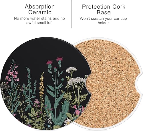 Miniatura 3 de Portavasos para automóvil, posavasos para portavasos de automóvil, paquete de 4 unidades, insertos antideslizantes universales de cerámica