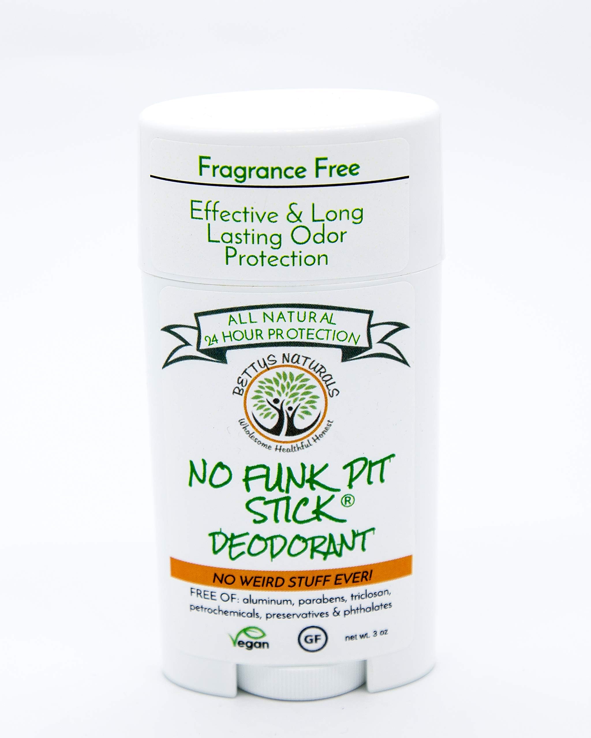 All Natural Deodorant, Fragrance free, Aluminum Free, Gluten Free, Vegan, 24 hour odor protection; with zinc oxide, Bentonite clay
