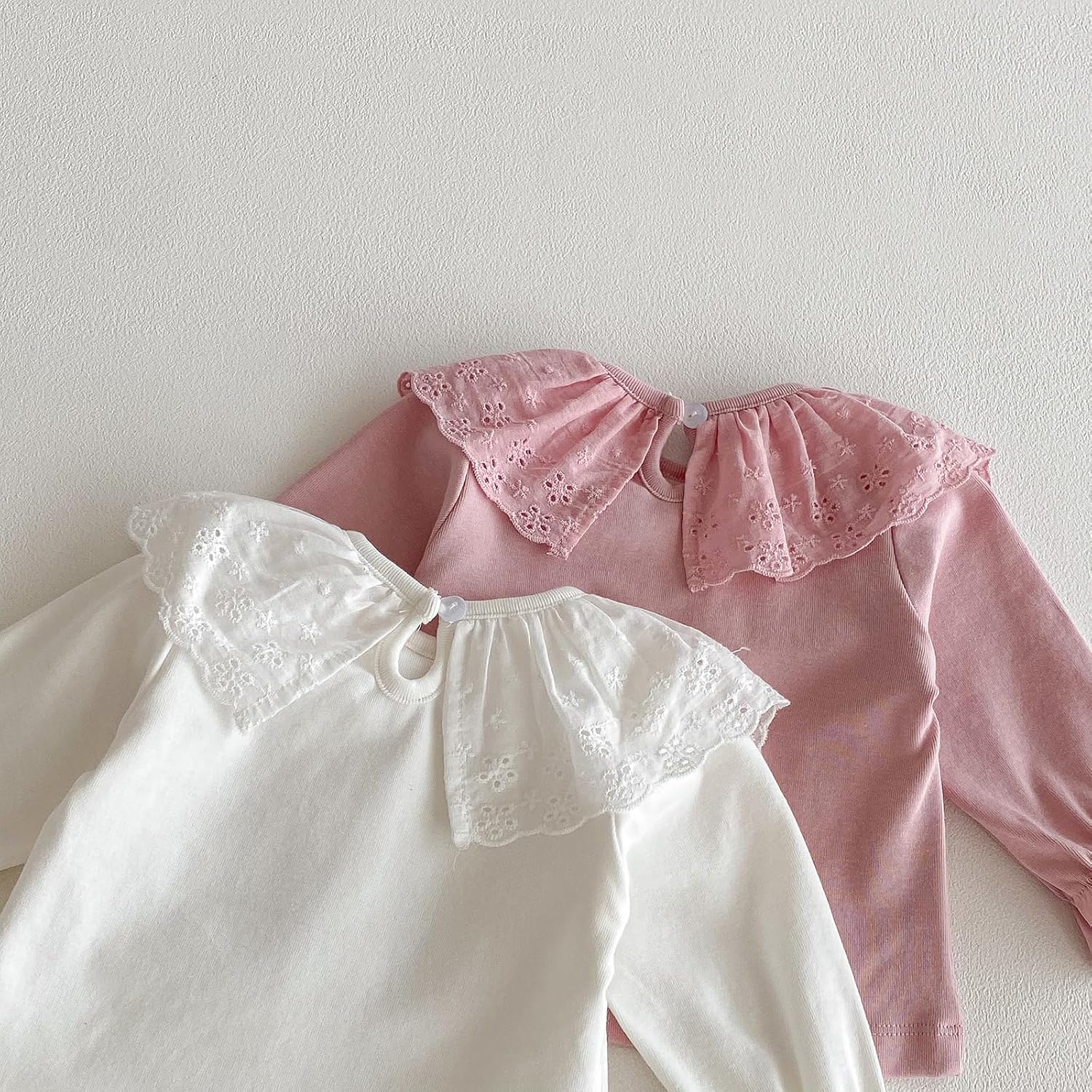 Colorful Childhood Baby Girls Lace T Shirt Toddler Long Sleeve Blouse Infant Ruffle T-Shirt Casual Top Tees 2PCS