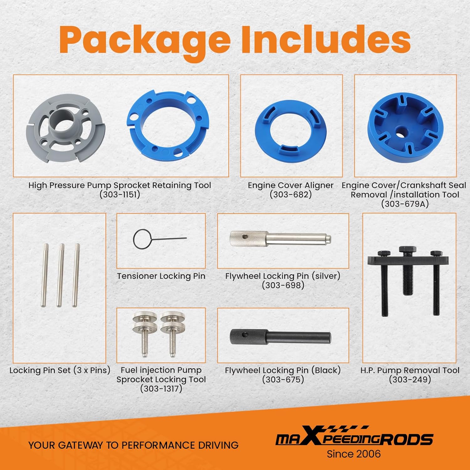 maXpeedingrods Timing Tool Injection Pump Chain Sprocket Cover Remover Installer for Ford 2.0 2.2 2.4 3.2 TDDi TDCi Diesel Engine, High Pressure Fuel injector Pump Puller Removal Sprocket Locking Tool