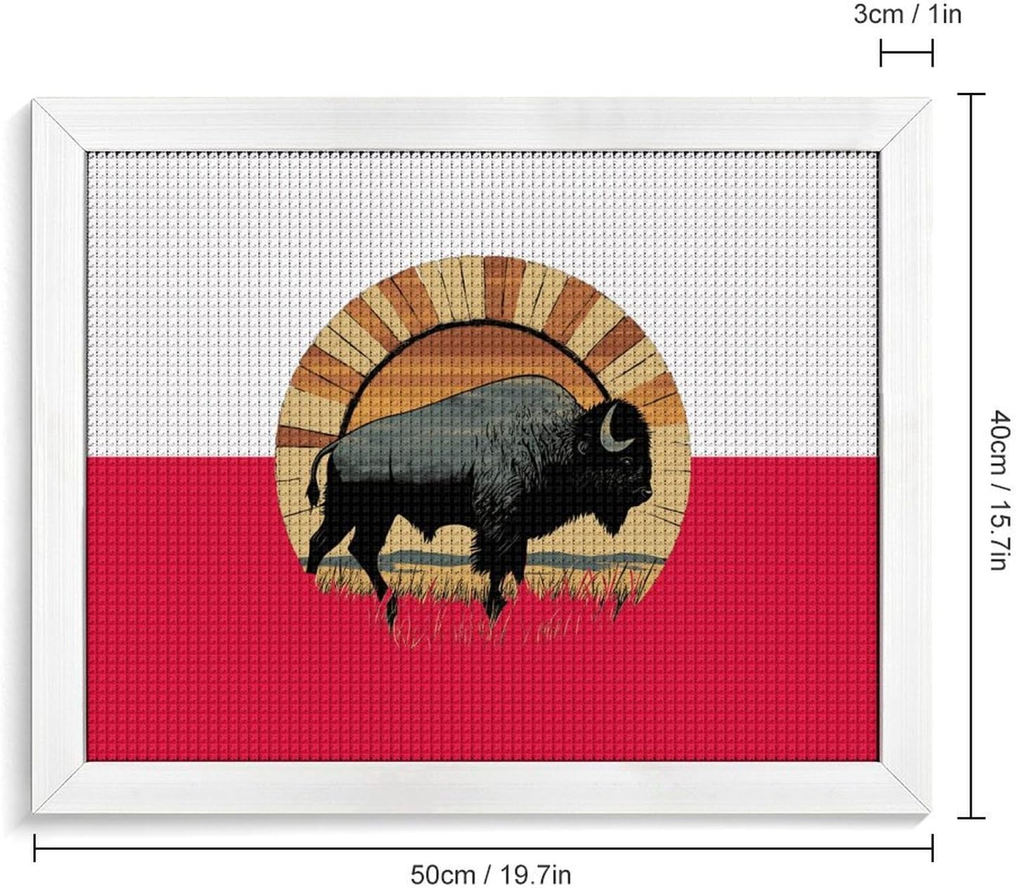 Poland Flag Polish Bison Printed Diamond 5D Painting Kits DIY Full Drill Crafts for Home Wall Decor 16x20 Inch Yellow Wood 50 * 40cm