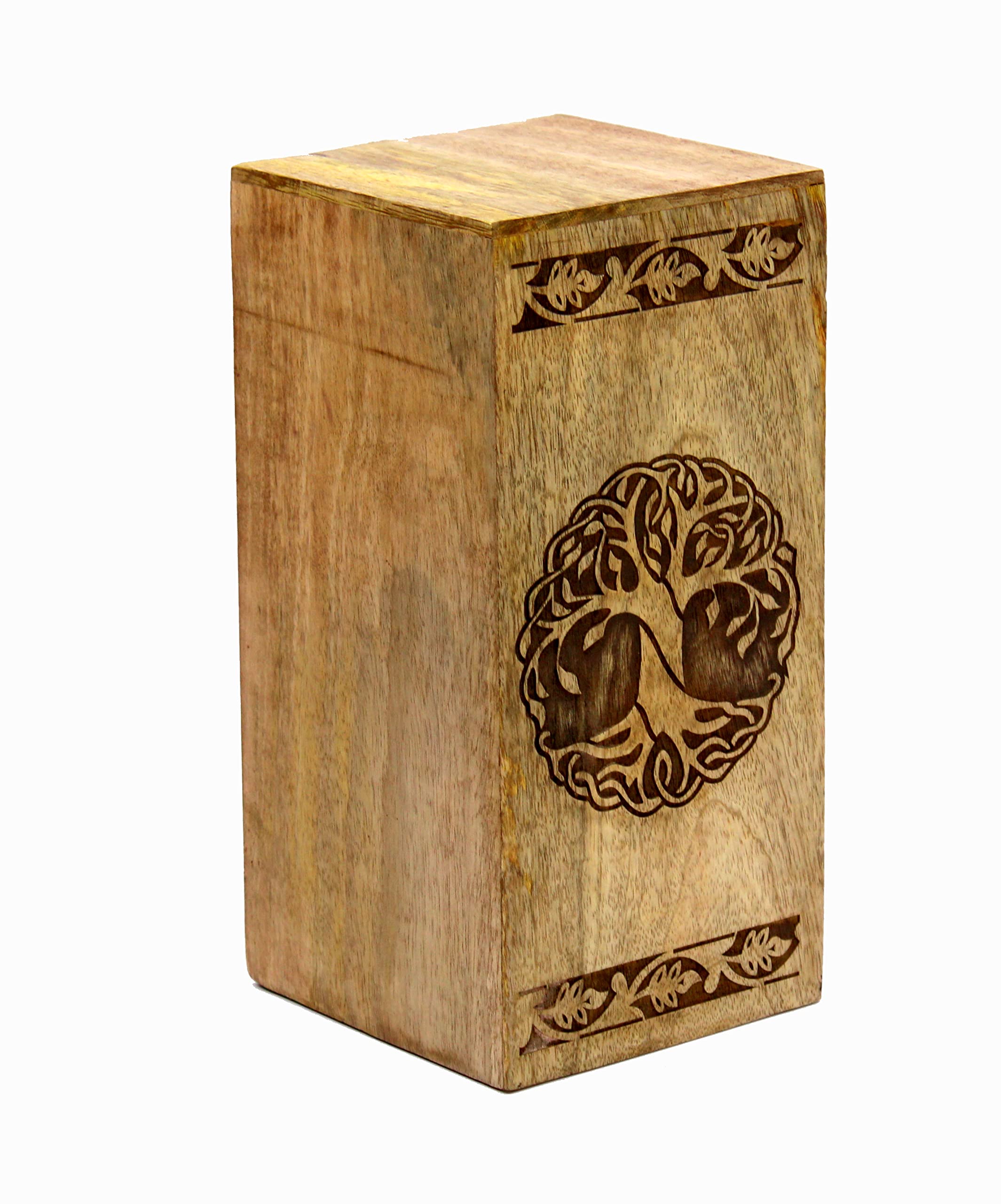 ESPLANADE Holzurne | Baum des Lebens graviert | Beige – 25,4 cm