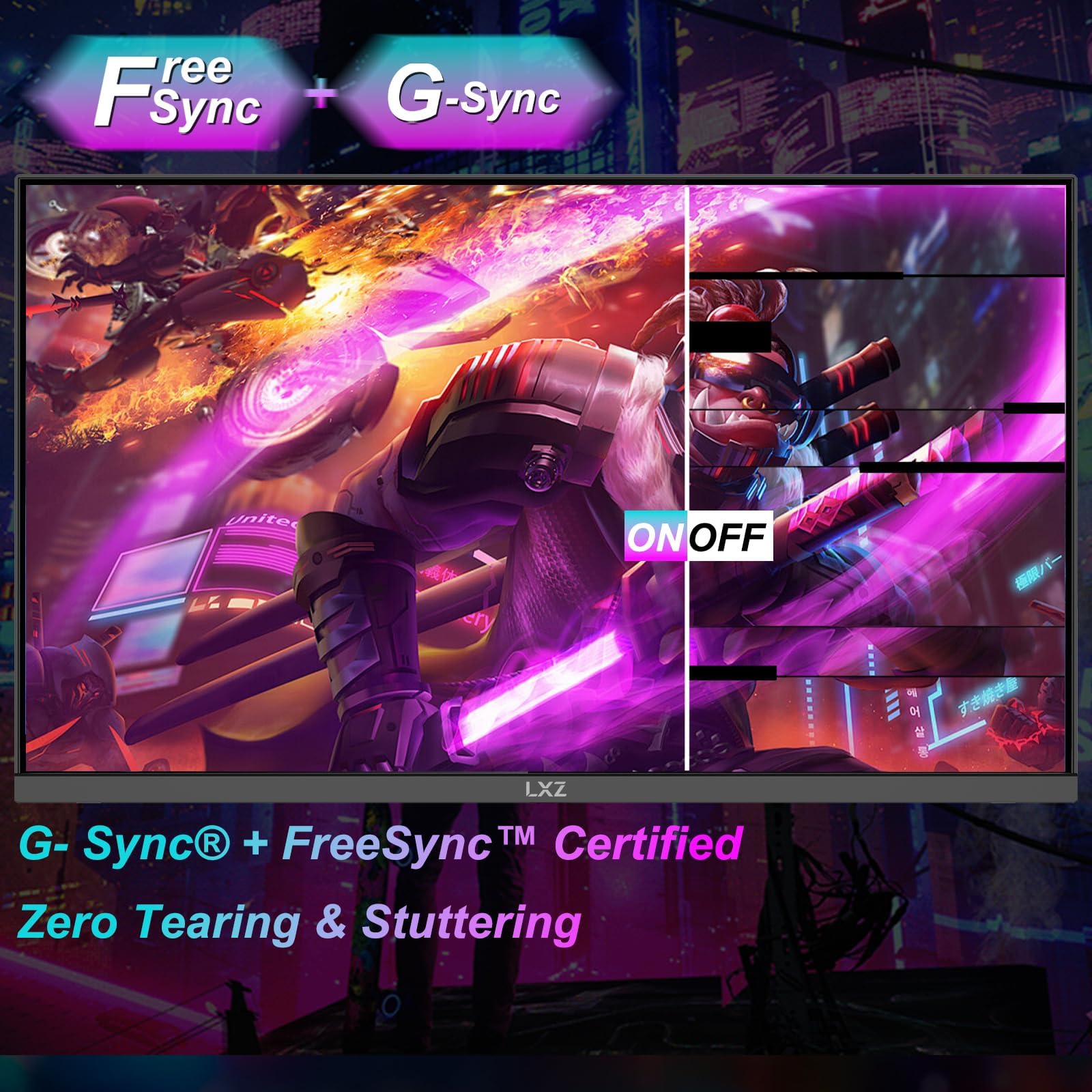 LXZ 27 Inch 4K UHD (3840 x 2160) Gaming Monitor, VA Panel 16:9 Display with FreeSync & G-Sync, VESA 75mm x 75mm, HDMI 2.0 * 2，DP1.4 * 2 — view 3