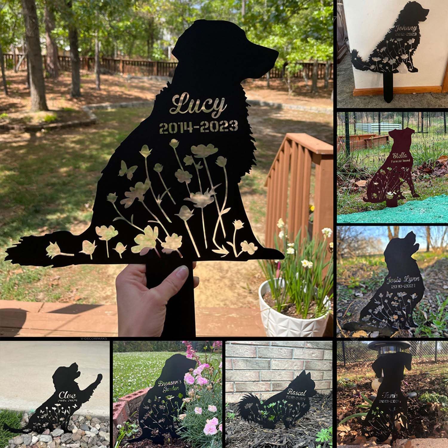 V-DECORPARKS Custom Pet Grave Markers - Personalized Dog Memorial Stakes, Cemetery Markers, Outdoor Dog Loss Gifts, Small