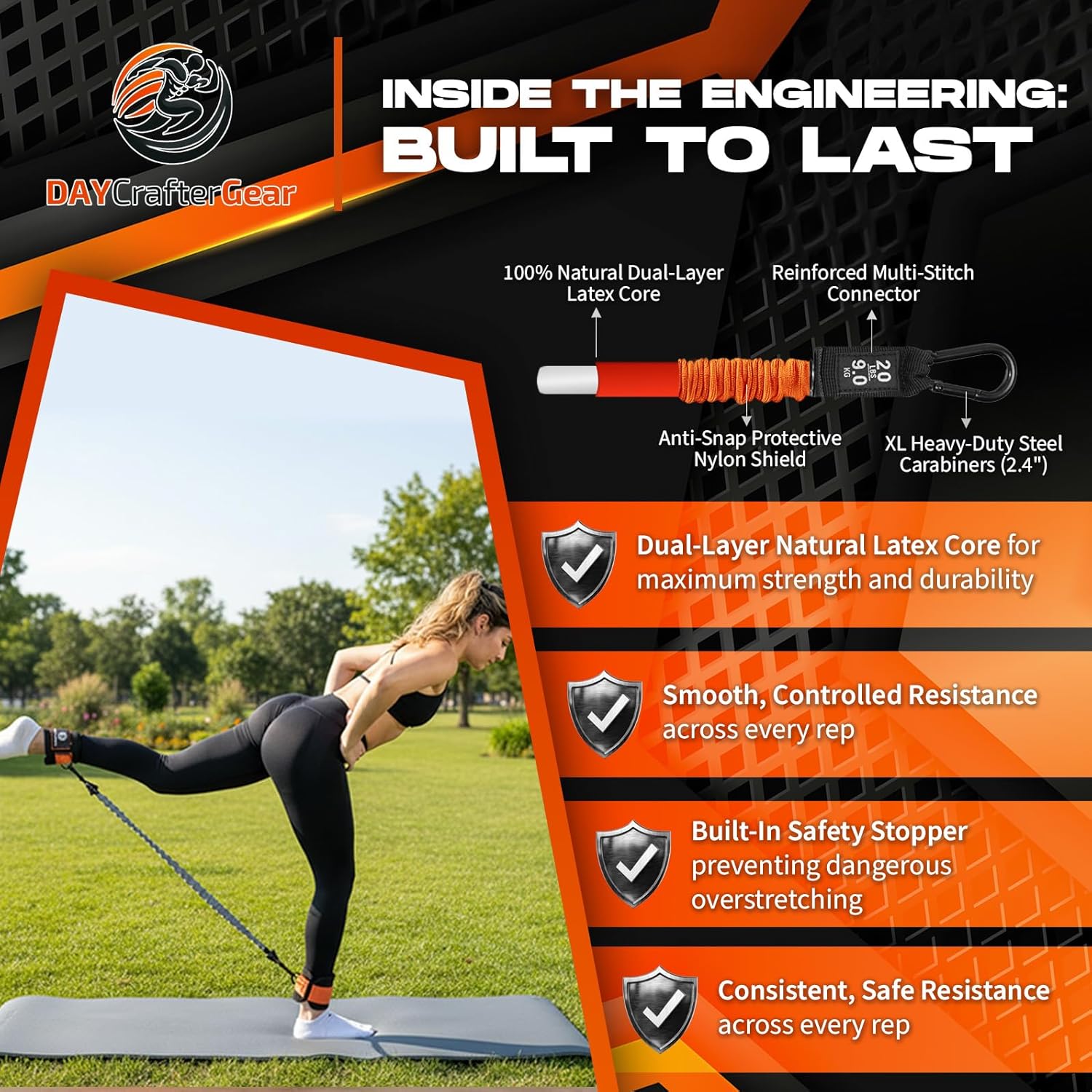 Ankle Resistance Bands with Cuffs & Bonus Fabric Resistance Bands for Working Out – Home Workout Set for Legs, Glutes, Yoga, Pilates, Rehab, Strength Training Women & Men – Includes Bag & Guide - Image 2