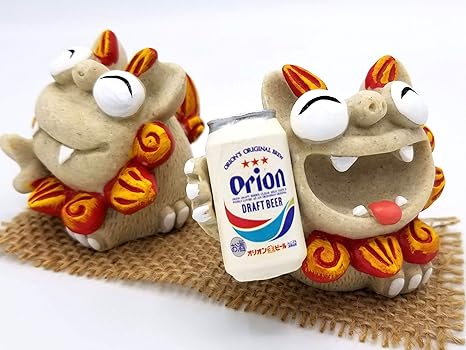 Amazon Co Jp 沖縄 お土産 雑貨 シーサー オリオンビール 乾杯大笑い 赤 ホーム キッチン