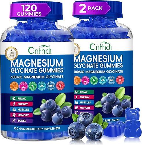 Miniatura 17 de Gomitas de glicinato de magnesio de 600 mg, gomitas de magnesio masticables sin azúcar para hombres y mujeres, apoya la rutina nocturna y el