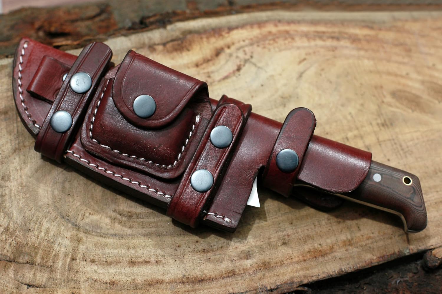 GCS Handmade D2 steel Hunting Knife G10 Handle Fixed Blade Knife Right Hand Scout Carry Buffalo leather Sheath and Sharpening Stone for Hunting Camping Survival and EDC