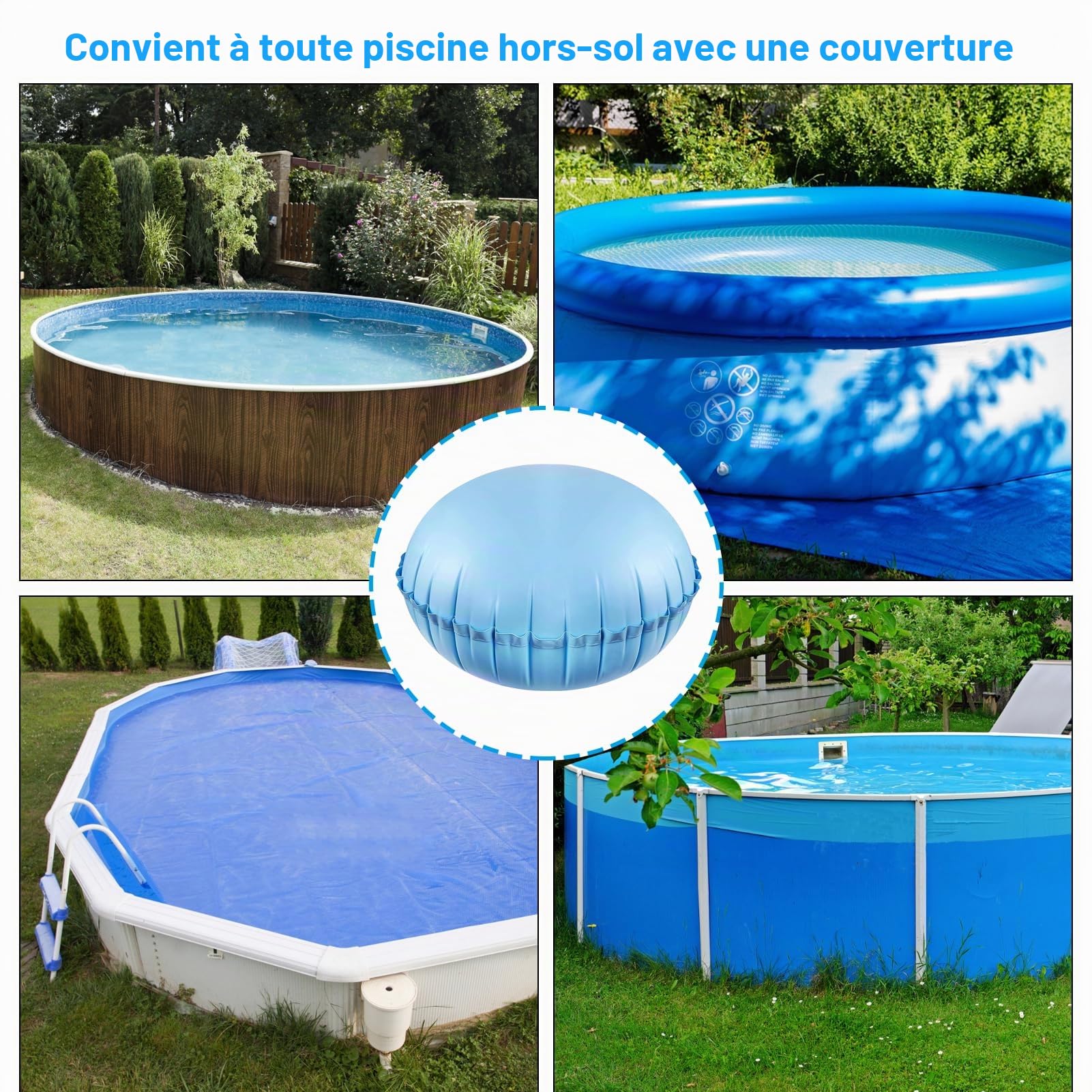 Tefola Produit Hivernage Piscine, 1Pcs 48 * 48 inches Coussin de Piscine, Coussin d'air De Piscine, Oreiller Gonflable pour Hors-Sol Coussin Égalisateur de Glace pour Piscine