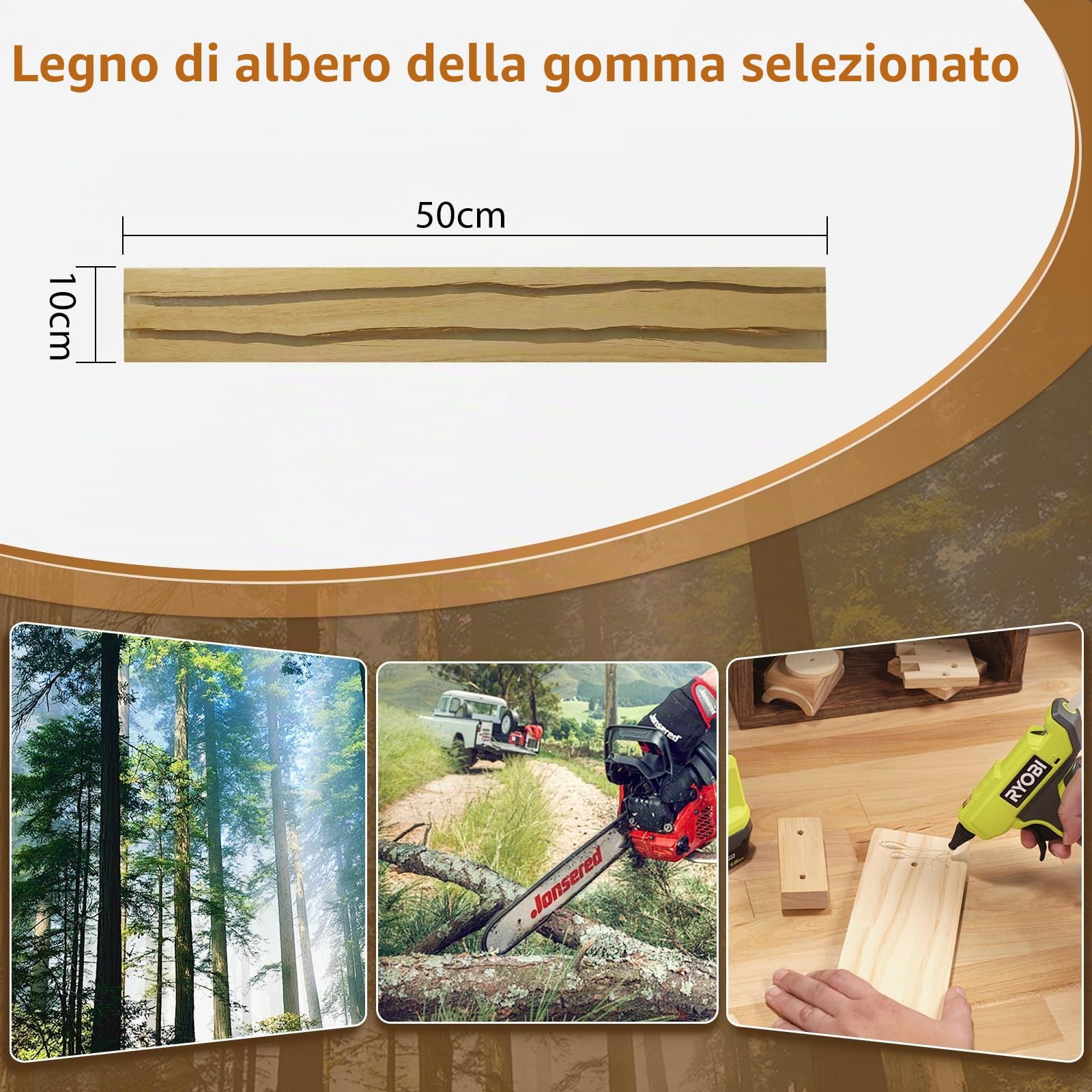 ZMH lampada da parete, applique LED - in legno 50cm 3000K bianco caldo luce notturna moderno per camera da letto scala corridoio illuminazione interna