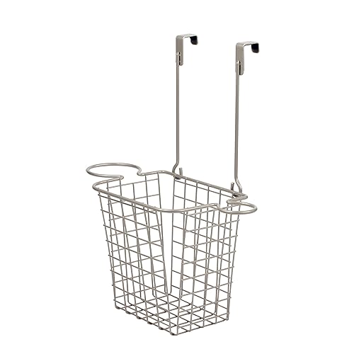 Spectrum Grid Over the Cabinet Styling Station (Satin Nickel) - Tall Bathroom & Under Sink Organizer for Hair Dryer, Beauty Tools, Accessories, &