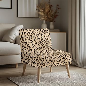Leopard Print Armless Chair Cover Removable Stretch Accent Chair Covers Slipcover with Elastic Bottom, Dustproof Protector for Indoor Furniture & Commercial Use