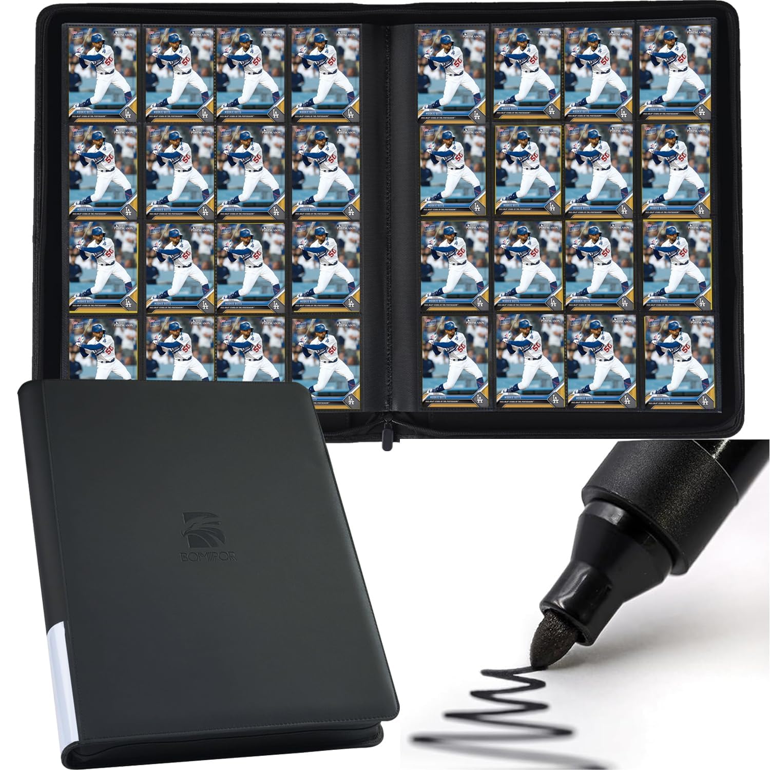 16 Pocket Trading Card Binder,Zipper Card Holder Album Holds up to