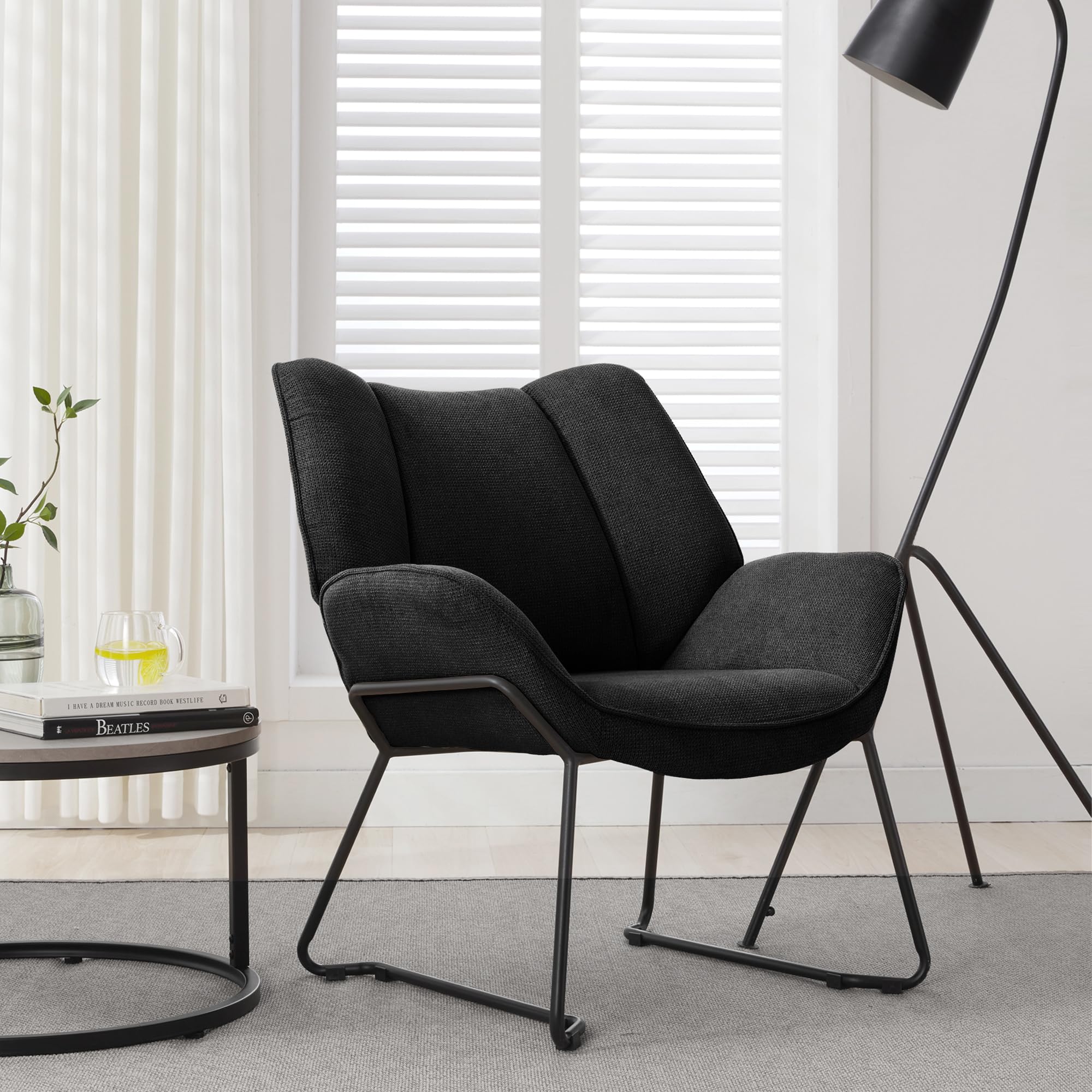 Relaxsessel Lounge Sessel Fernsehsessel bequem, Clubsessel Einzelsofa Cocktailsessel, Ohrensessel für Wohnzimmer/Schlafzimmer/Empfangsraum, Polster Lesesessel Vintage Anthrazit