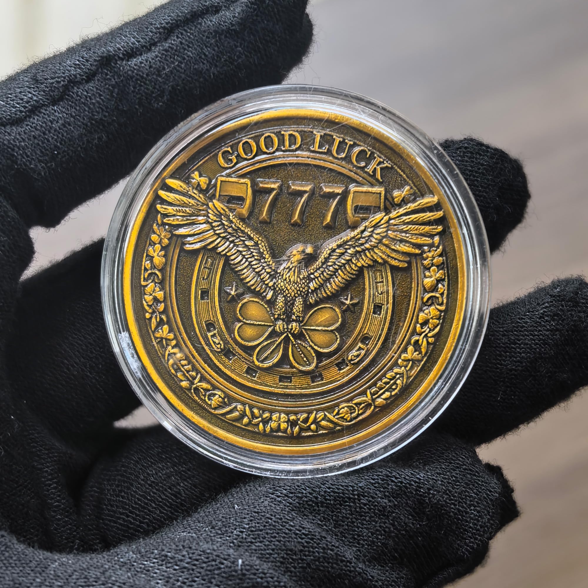 Amazon.com: Good Luck Coin - Four-Leaf Clover and Eagle Medallion