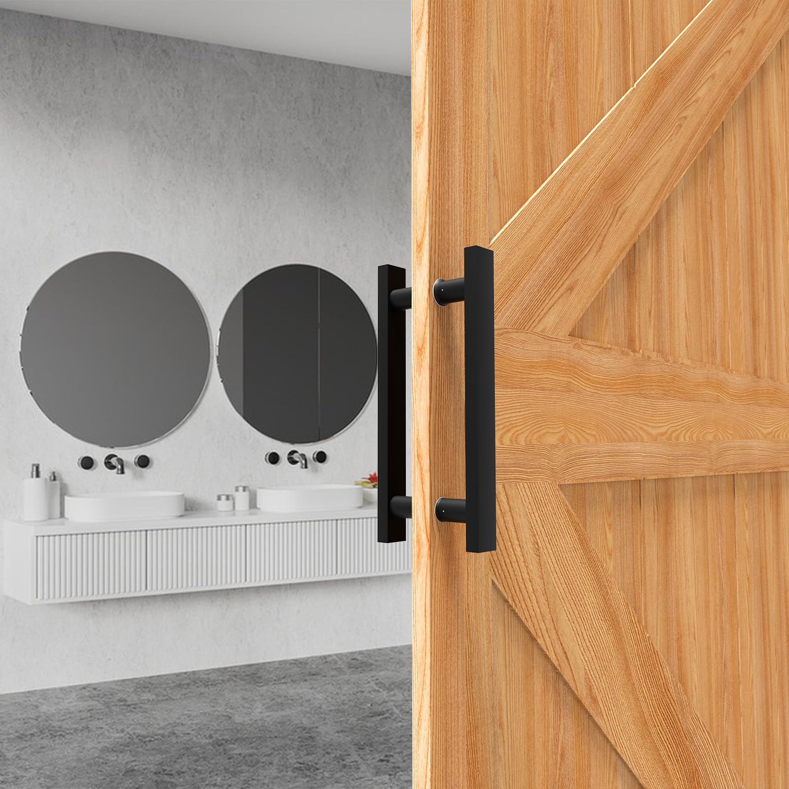 PoignéE de Porte Coulissante 30 cm, Noire Mate, CarréE, Double Face | Acier Inoxydable 304 Robuste, Entraxe 20 cm, Pour Portes de Grange, D’EntréE, Coulissantes et ExtéRieures de 2-5 cm