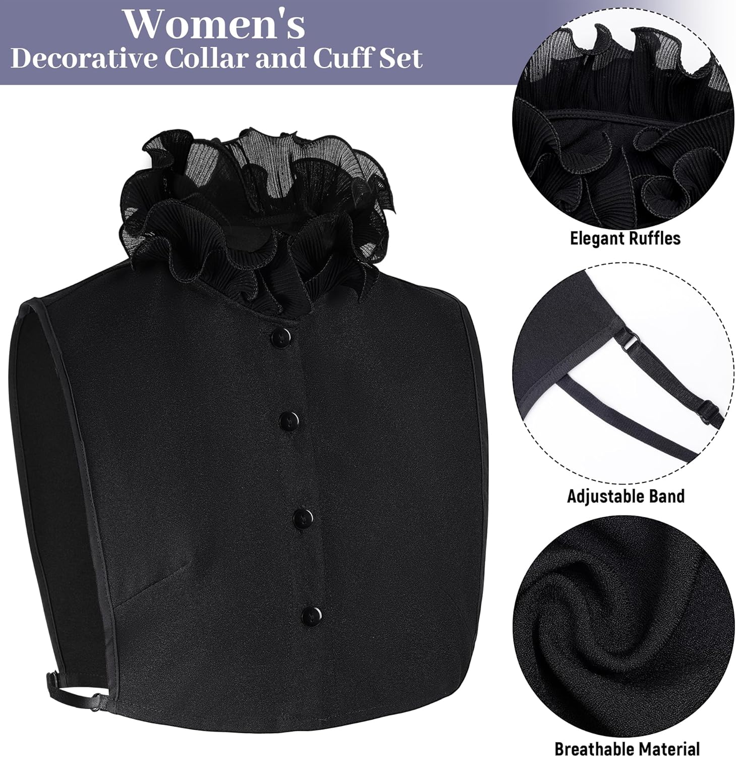 Fake Collar Detachable Dickey Collar Cuff Chiffon Half Shirts False Collar for Sweater Coat Grauation Christmas - Image 6