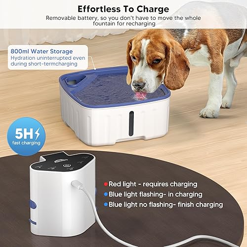 Miniatura 6 de Fuente de agua para perros grandes inalámbrica, fuente de agua grande de 2.1 galones8 l270 onzas para perros en el interior, 3 modos de trabajo,