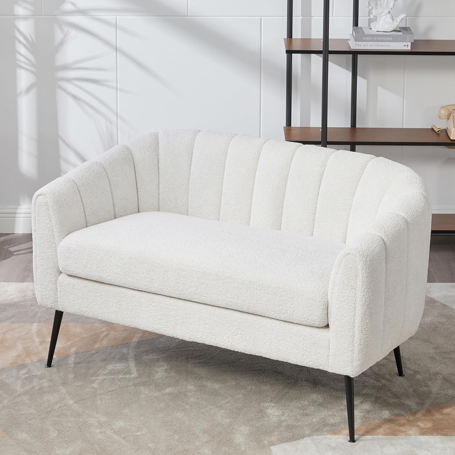 29.9" Chenille Upholstered Barrel Accent Chairs for Living Room,Mid Century Modern Fuzzy Round Armchair with Metal Legs,Channel Tufted Club Chair with Scoop Arms (Chenille Green, Armchair)