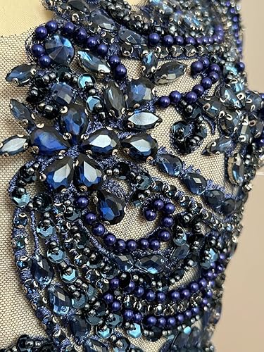 Miniatura 32 de Apliques de encaje hechos a mano con diamantes de imitación para coser en cuentas de vidrio, accesorios para ropa de vestir (blanco)