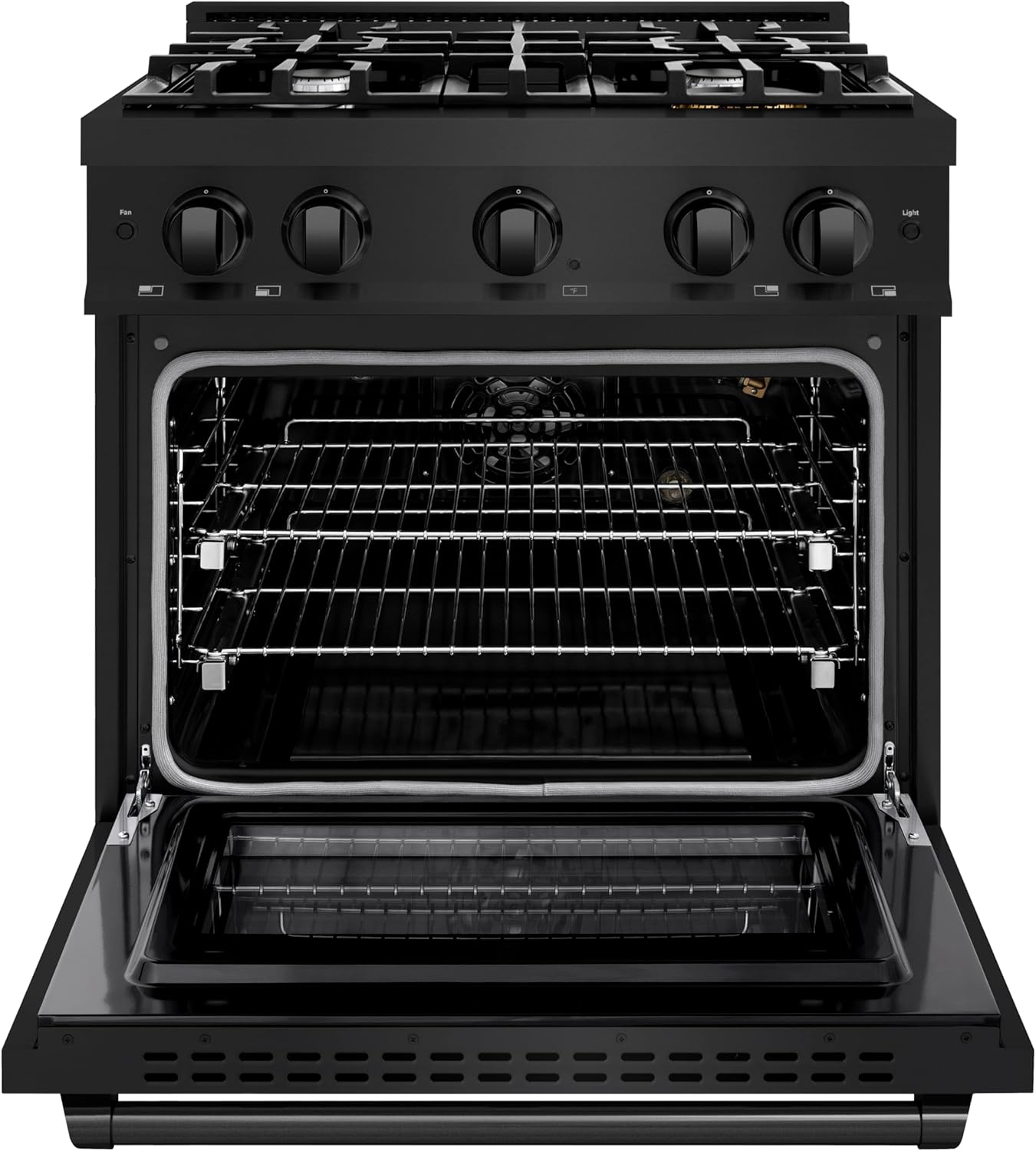 ZLINE 30 in. 4.2 cu. ft. Select Gas Range with 4 Burner Cooktop and Convection Gas Oven in Black Stainless Steel (HGRB-30)