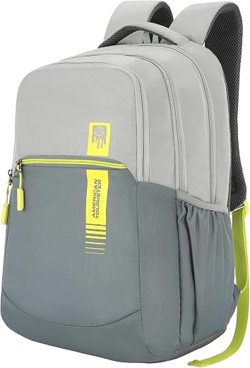 American Tourister Alden Womens School Backpack | Large Capacity 27 L | 3 Compartments | Rain Cover | Grey