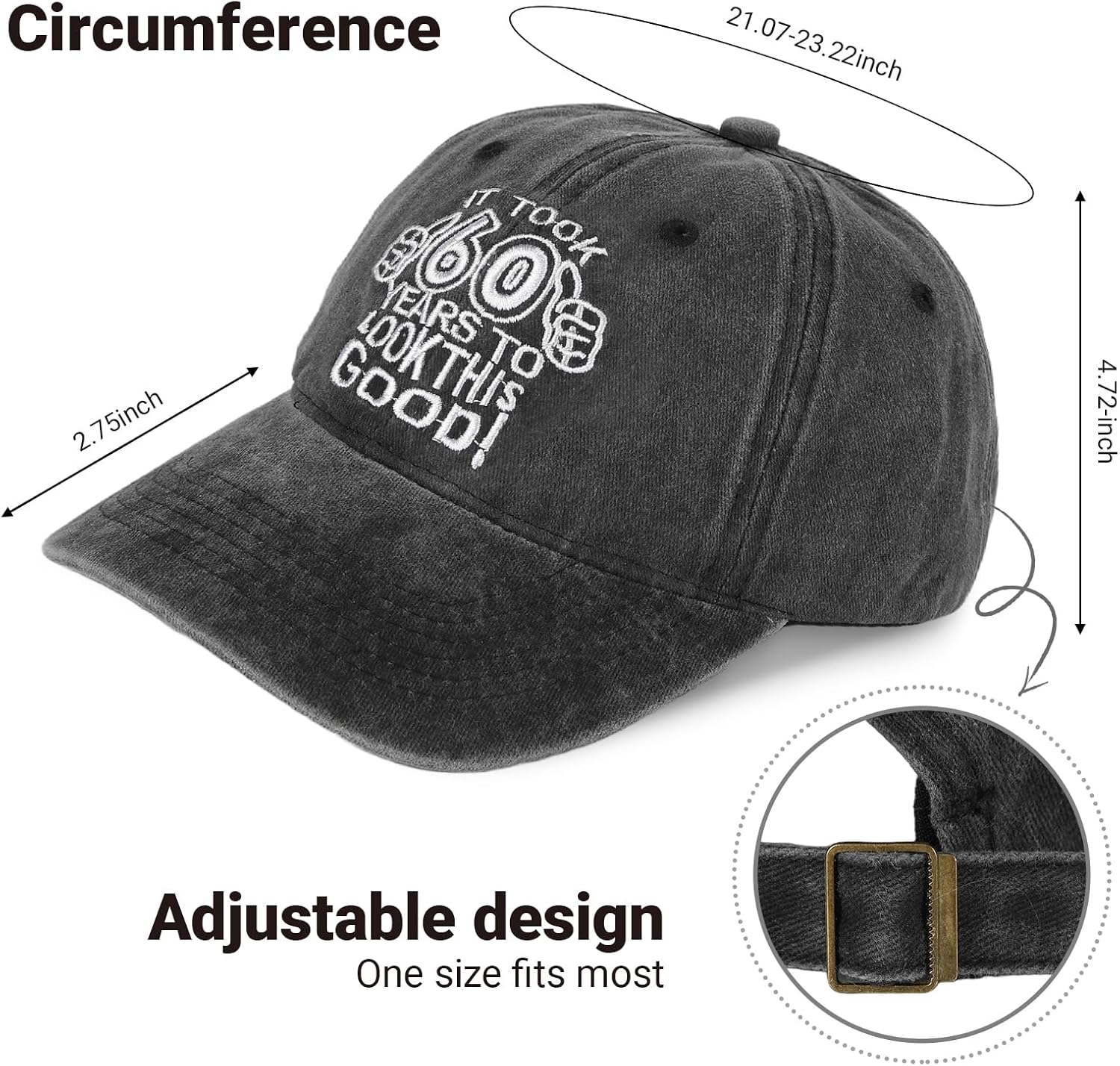 40th 50th 60th 70th Birthday Cap for Men Women,Funny Gifts for Husband Dad Grandad,1955-1985 Hat,Vintage Cotton Baseball Cap - Image 2