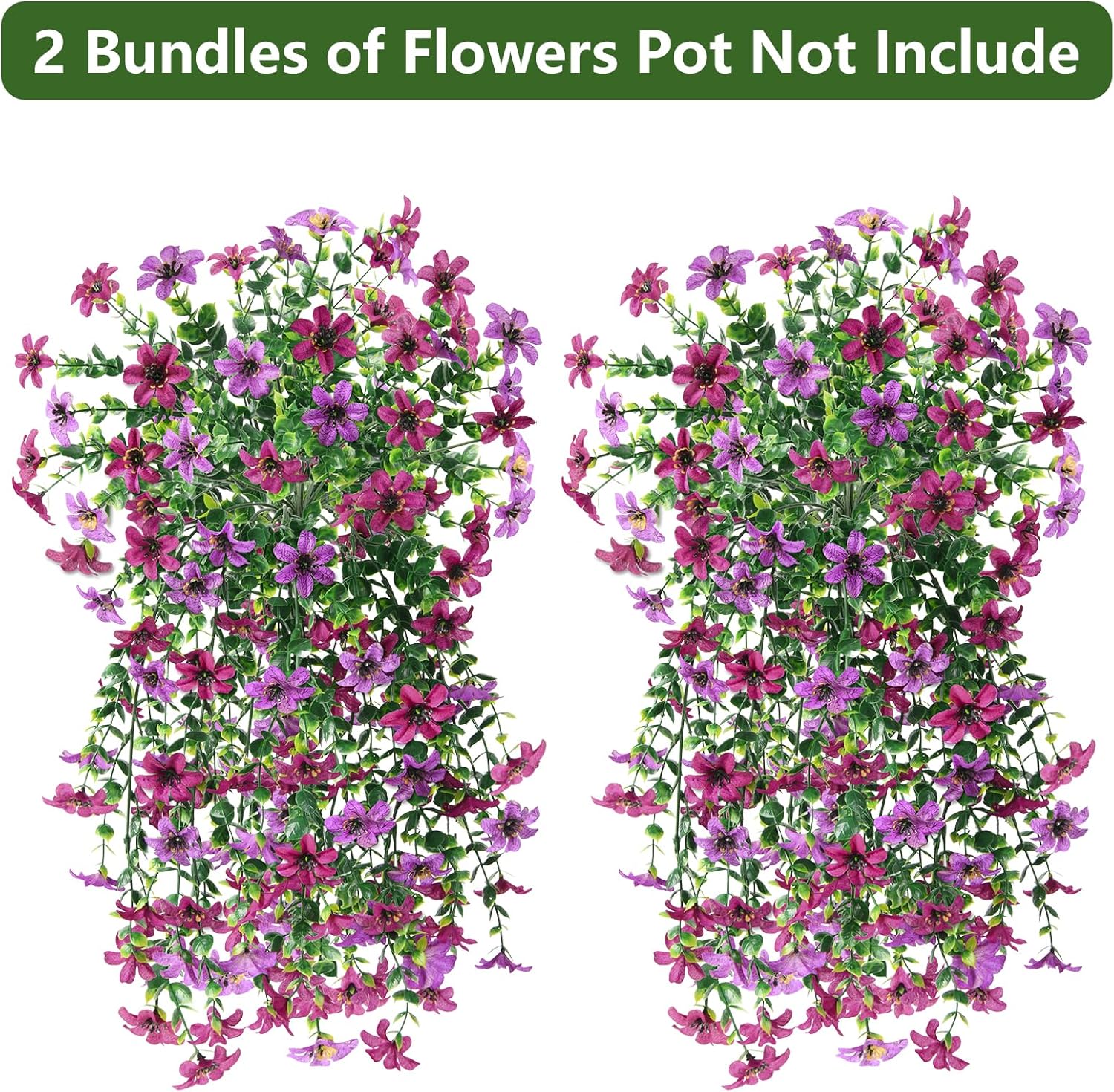 Homsunny Artificial Faux Hanging Flowers Plants for Outdoor Summer Decoration, 2 PCS Fake Silk Flowers for Outside Daisy Planter UV Resistant Look Real for Patio Porch Home Decor(Mix Purple) - Image 7