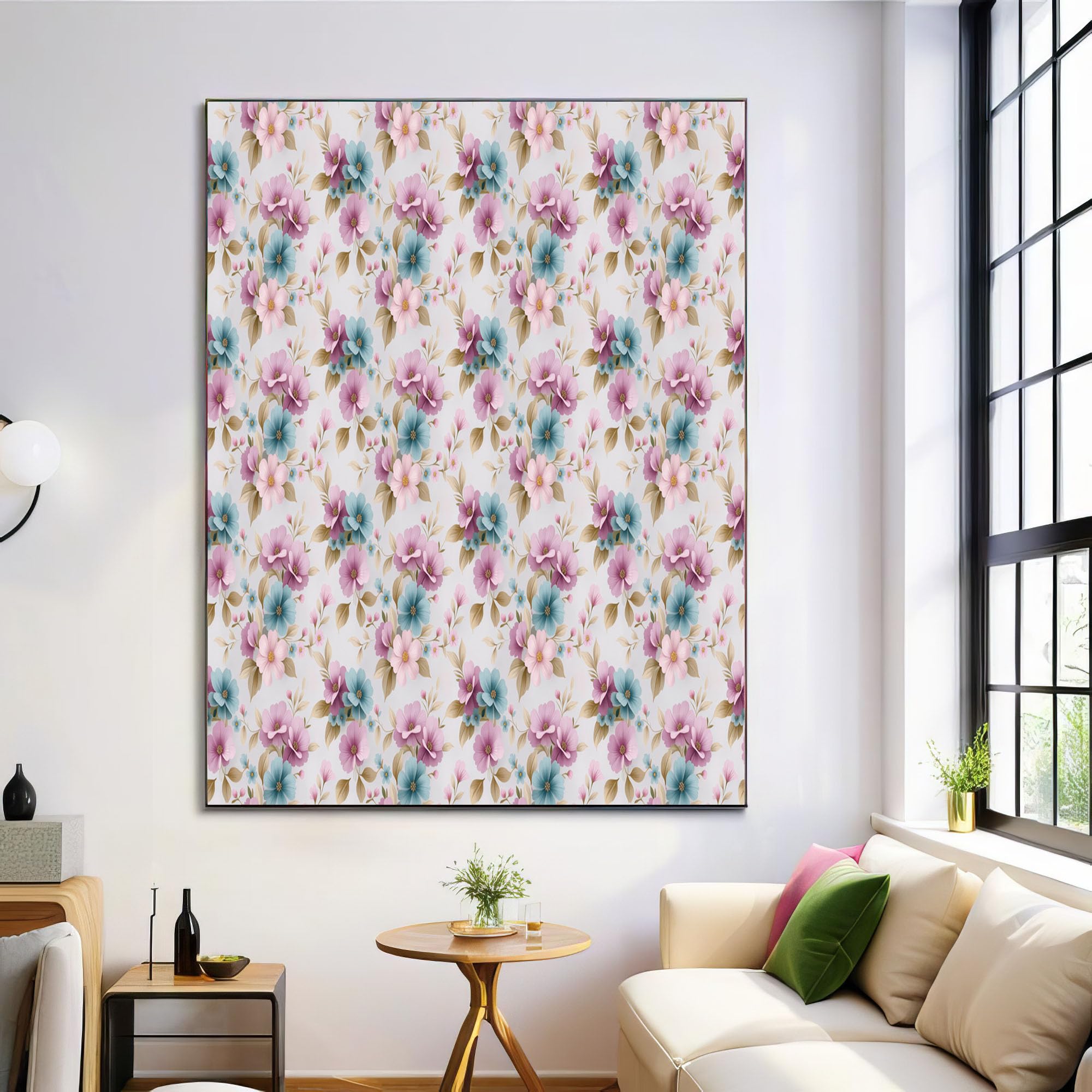 Arte en cuadros de pared JRISEMECY, un elegante lienzo botánico grande de 60x80cm en tonos pastel 8
