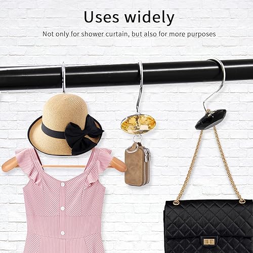 Miniatura 7 de Gibelle Ganchos para cortina de ducha ganchos para cortina de ducha en forma de diamante para cortina de baño barra de cortinas de baño diamantes de