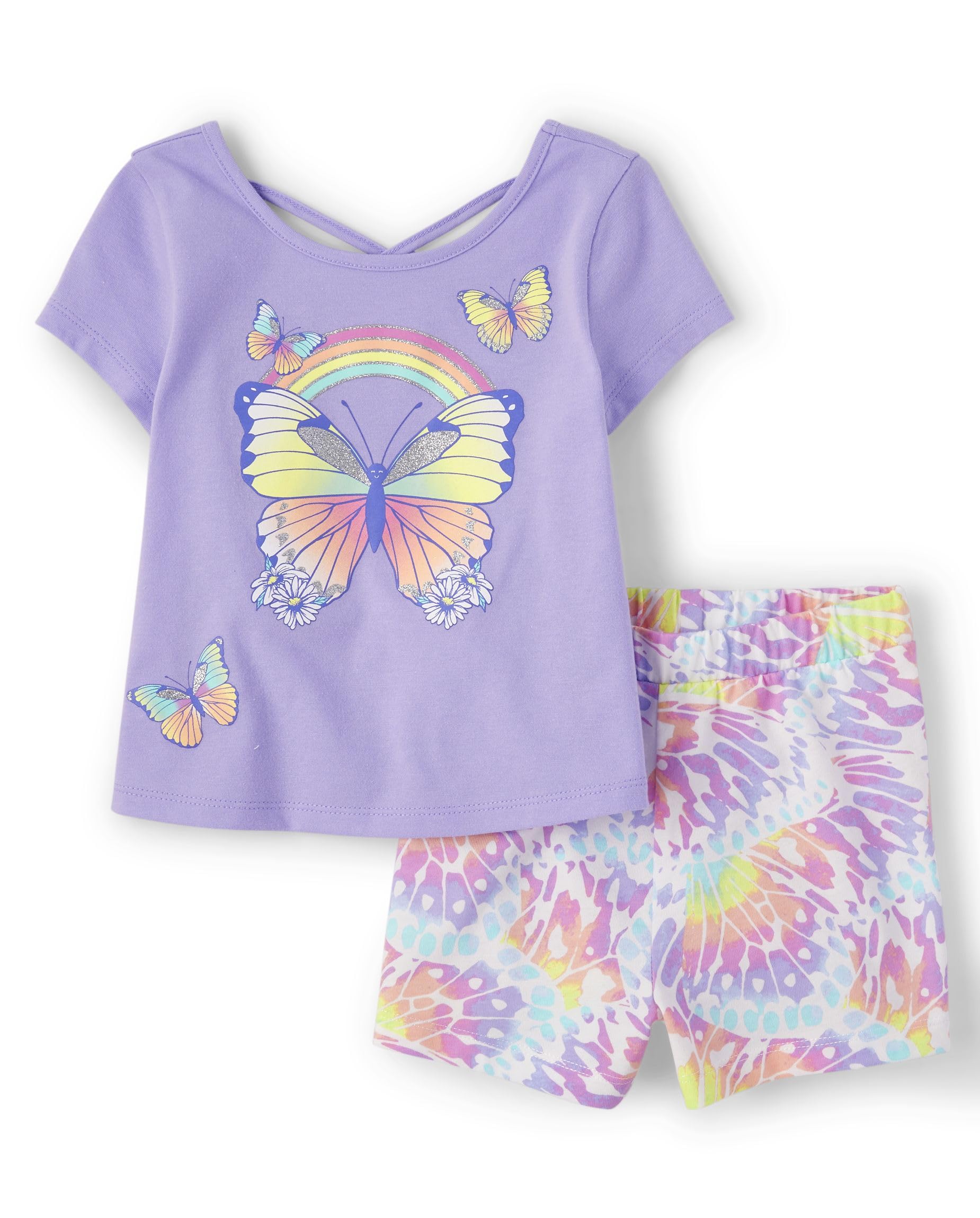 The Childrens Place Baby Girls And Toddler Short Sleeve Top and Shorts 2-piece Set
