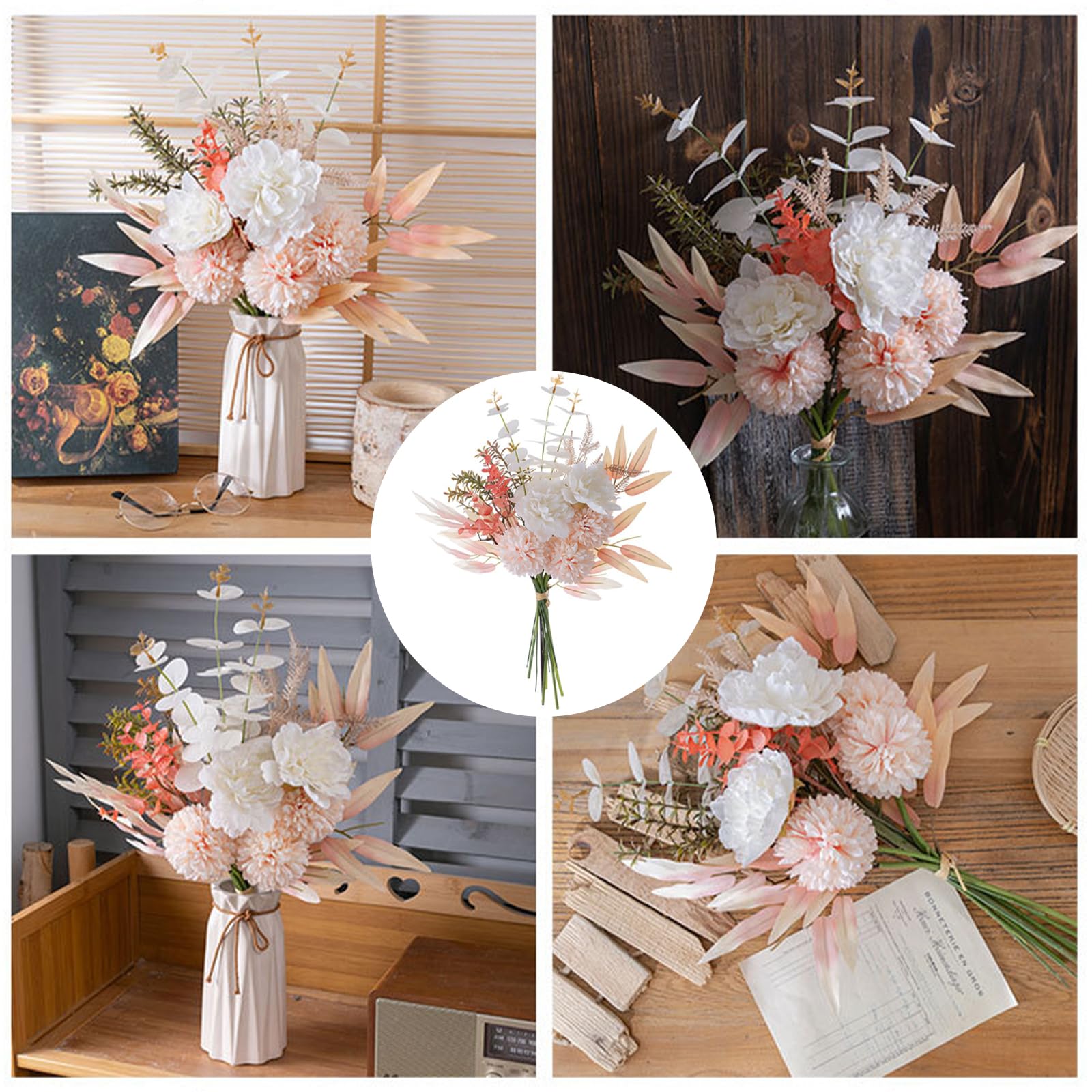 Marguerite Blanche Fleurs Artificielles Longue Branche Bouquet Pour La Maison De Mariage Décoration De Jardin DIY De Mariée En Soie Faux Fleur Accessoires-Champagne