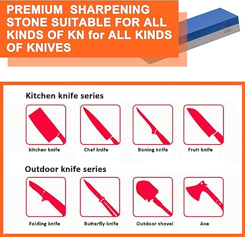 Miniatura 5 de Piedra de afilar cuchillos, piedra de afilar de 2 caras, piedra humedal profesional para afilar cuchillos de cocina con goma antideslizante