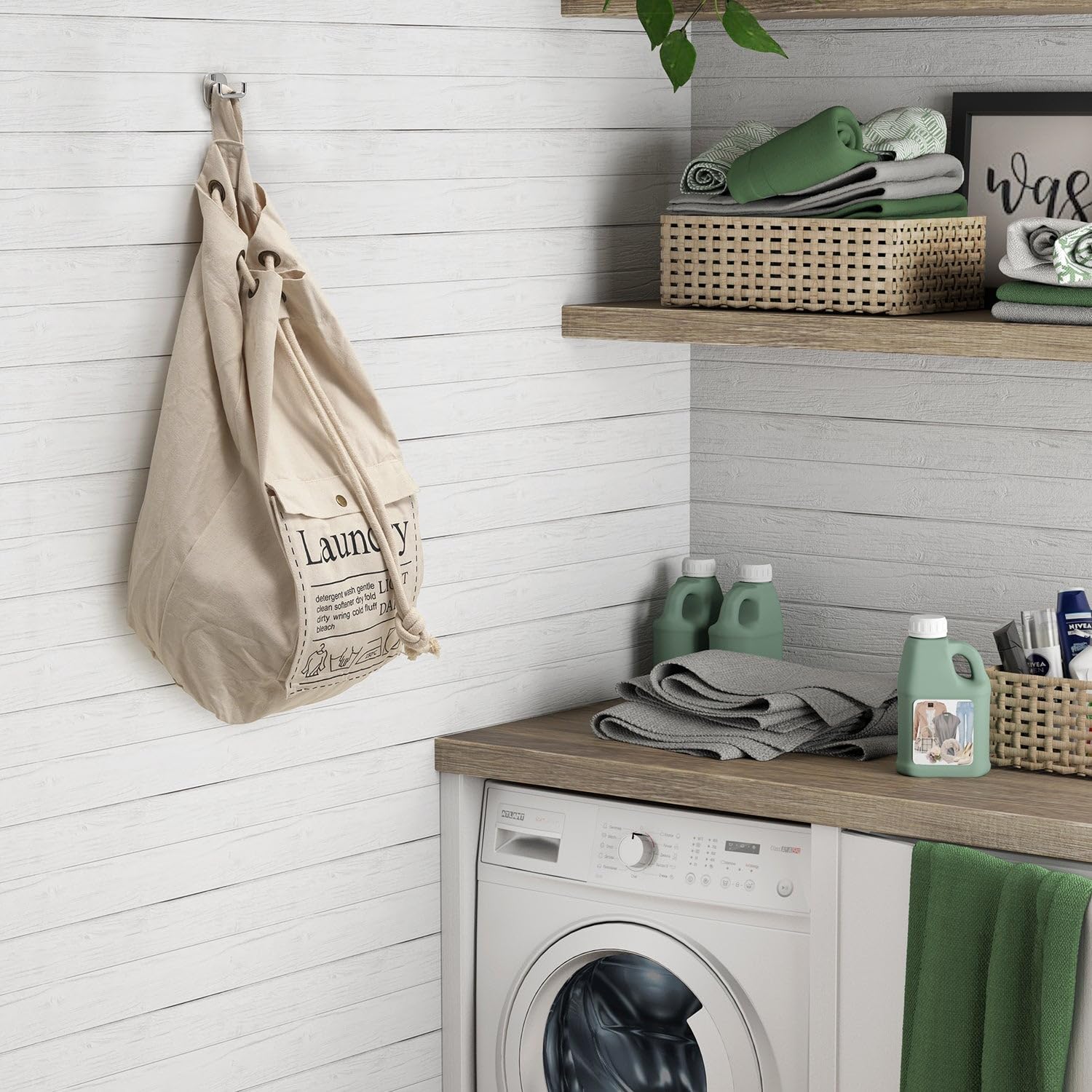 GEDY G-Baggy torba na pranie w plecaku, wymiary i waga: 60 x 34 x 15 cm i 0,48 kg, kosz na bieliznę, wykończenie szampańskie/kremowe, projekt Gedy R & D, 2 lata