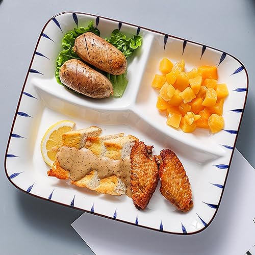 Miniatura 2 de Acyhggi Ceramic Divided Porcelain Dinner Plates - 10 inch, Breakfast Plate, Lunch Plate, Bowl Dinner Plate, Portion Control Plate, Salad Plate.