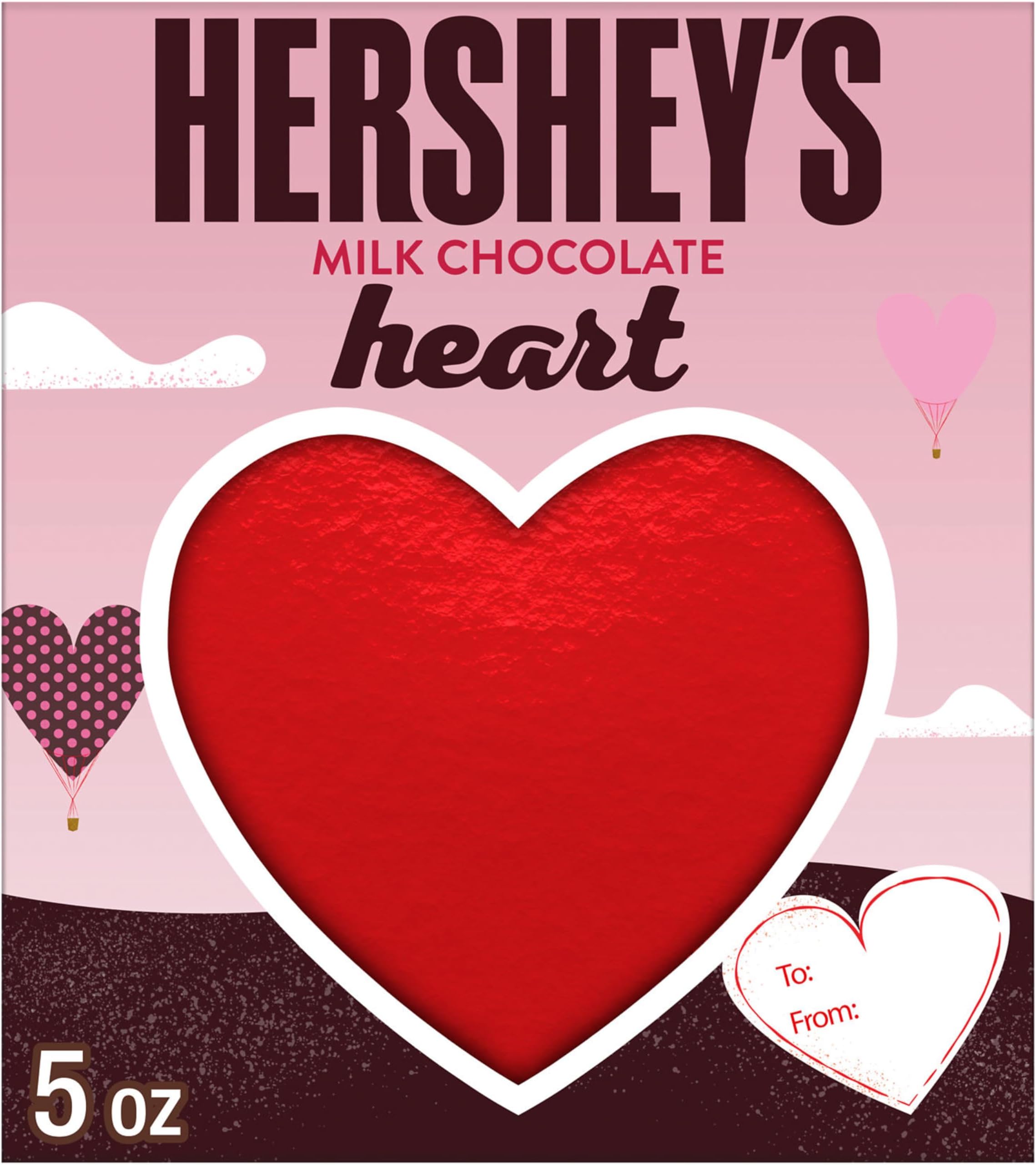 HERSHEY'S Milk Chocolate Heart, Valentine's Candy Gift Box, 5 oz