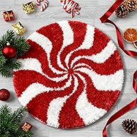 Vista 1 de Alfombra redonda decorativa de microfibra de pelo alto, diseño 3D, acrílico, hecha a mano, 24 pulgadas