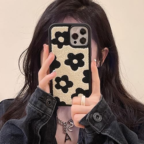 Miniatura 2 de Funda de teléfono retro con flores negras pequeñas, compatible con iPhone 12 Pro Max, bonito diseño femenino, piel cálida, delgada, suave y